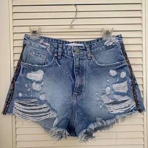 Zara Denim Ripped Jean Shorts